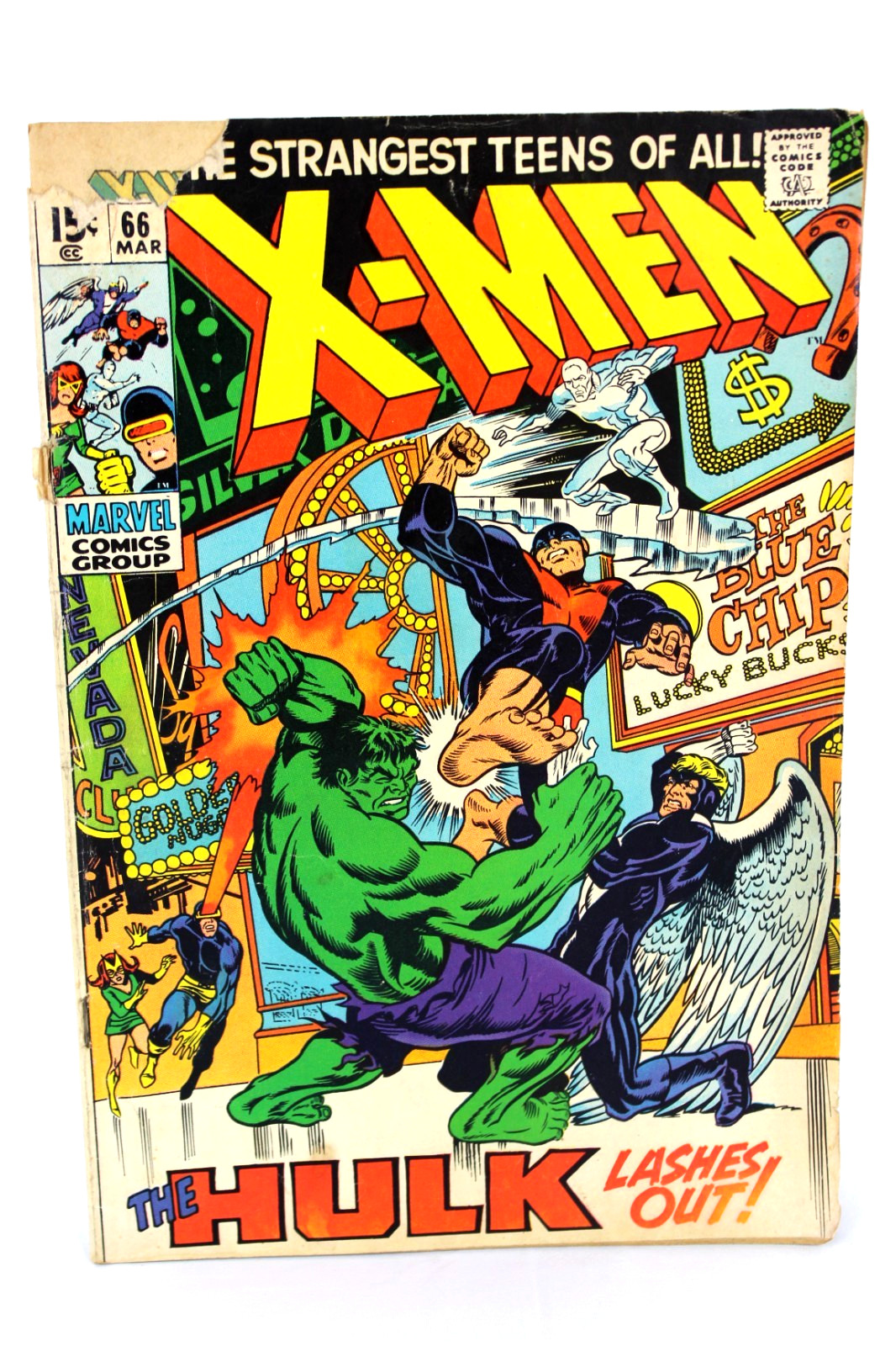 Uncanny X-Men #66 Original Team Last Issue Battles Hulk 1970 Marvel Comics FR/G-