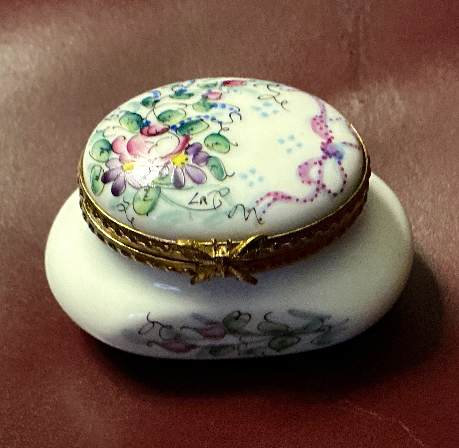 Limoges France DuBarry Floral Porcelain Trinket Box Hinged Lid White 2”x 1.25” Limoges France DuBarry Floral Porcelain Trinket Box Hinged Lid White 2”x 1.25”