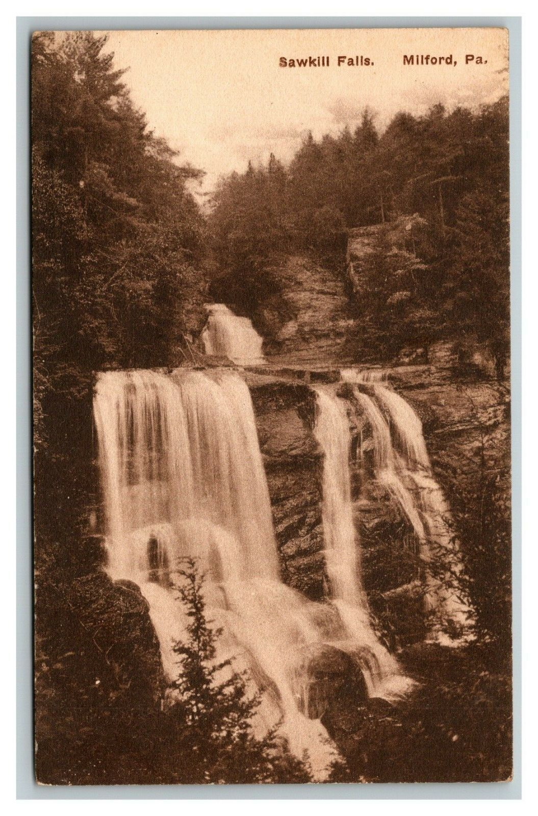 Vintage 1900\'s Photo Postcard Sawkill Falls Milford Pennsylvania