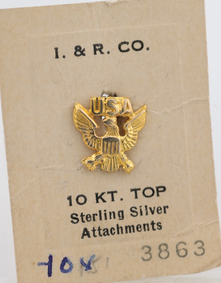 10k TOP YELLOW GOLD, USA MILITARY SWEETHEART WW2 PIN, 10.33x10.54mm (HF)