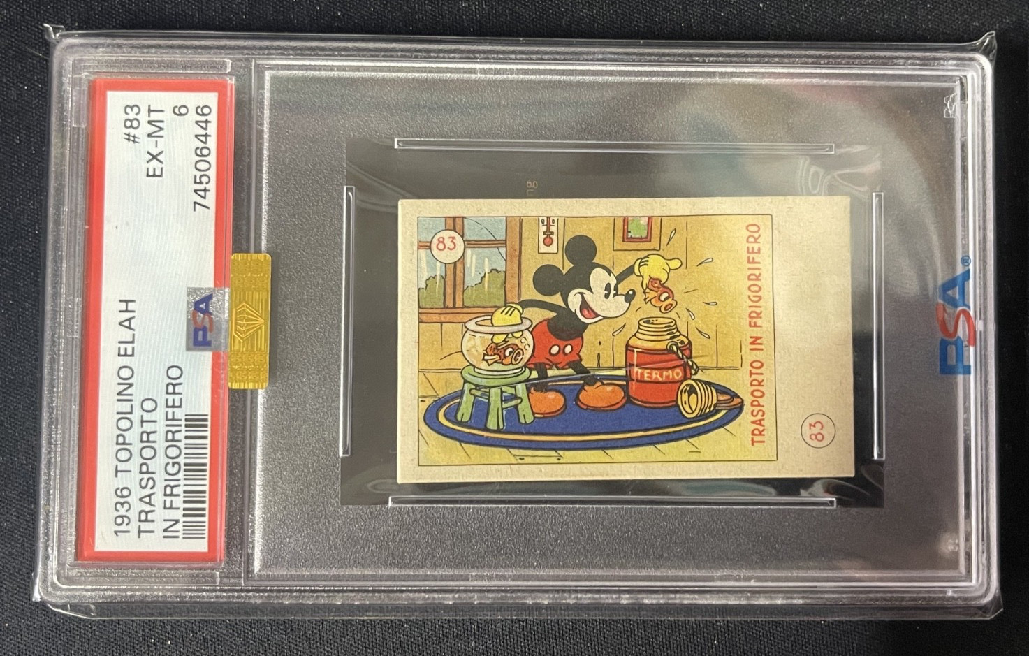 1936 Topolino Elah #83 Mickey Mouse PSA 6 + MBA Gold  Rare Italian Disney Card