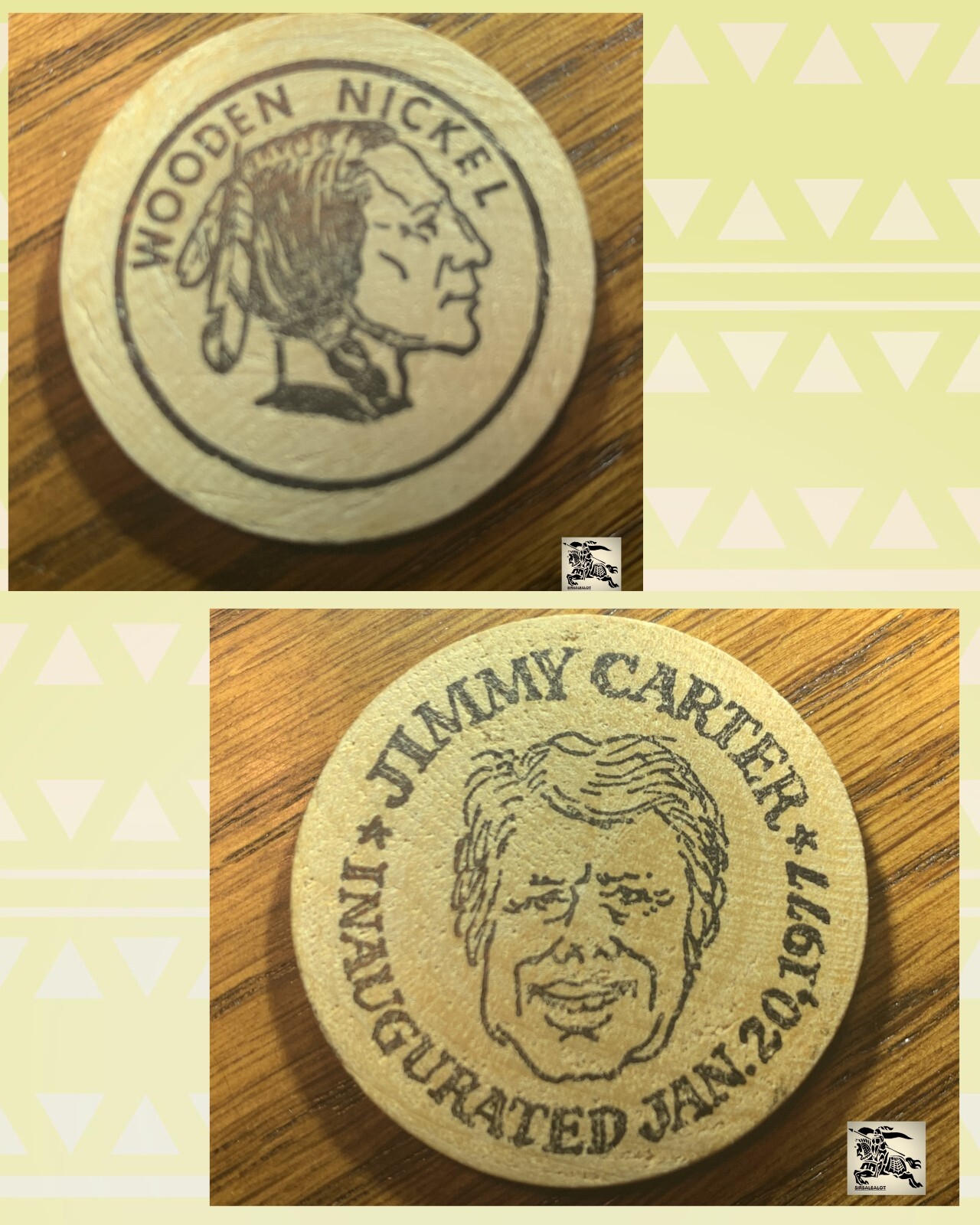 President Jimmy Carter Inaugurated January 20, 1977 Wooden Nickel