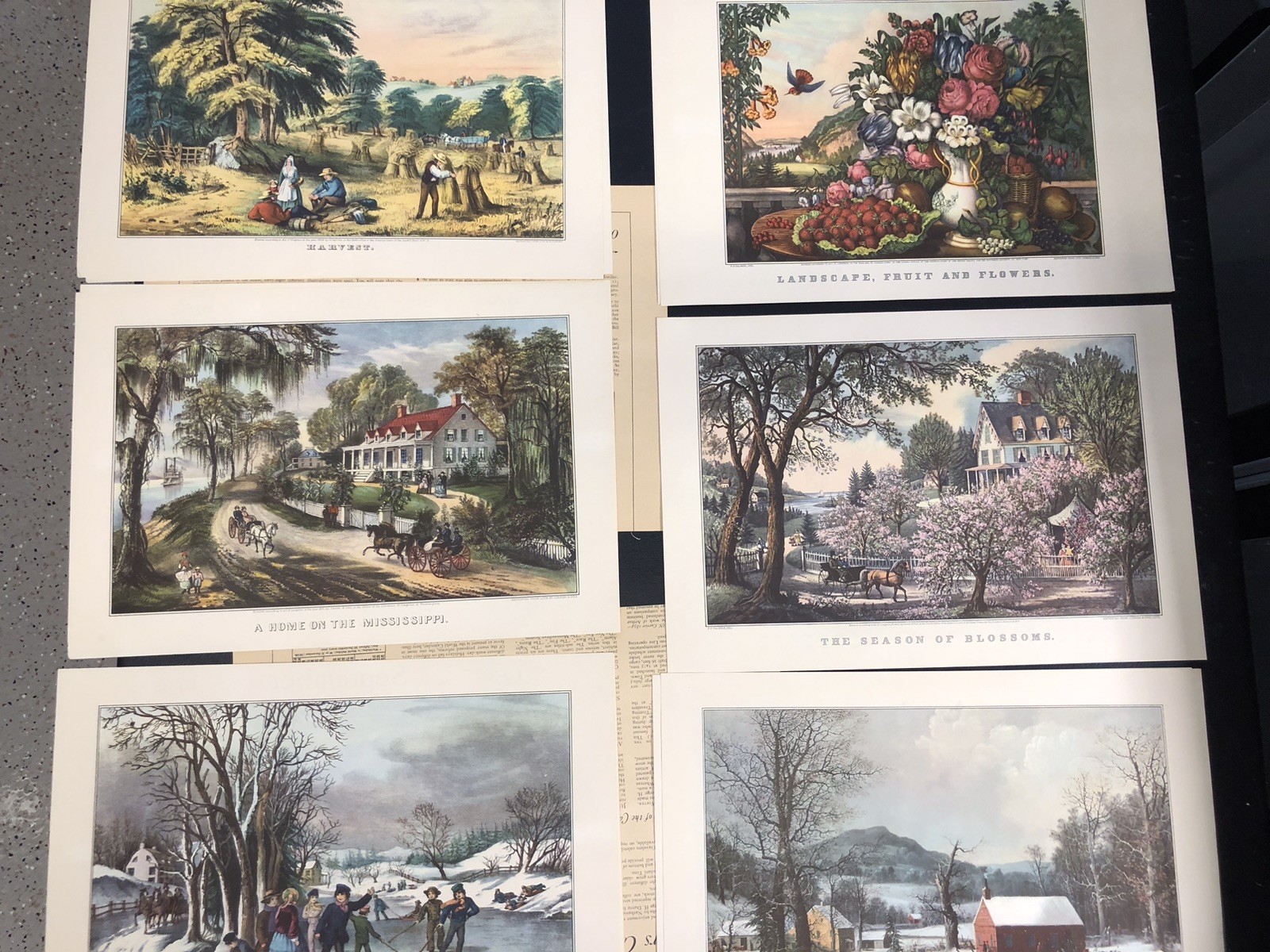Vintage 1950 The Travelers Calendar of Currier and Ives Print Set 11\