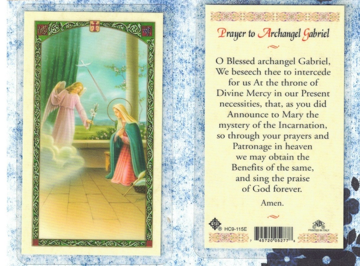 St. Gabriel the Archangel Prayer to Saint Gabriel - Laminated Holy Card