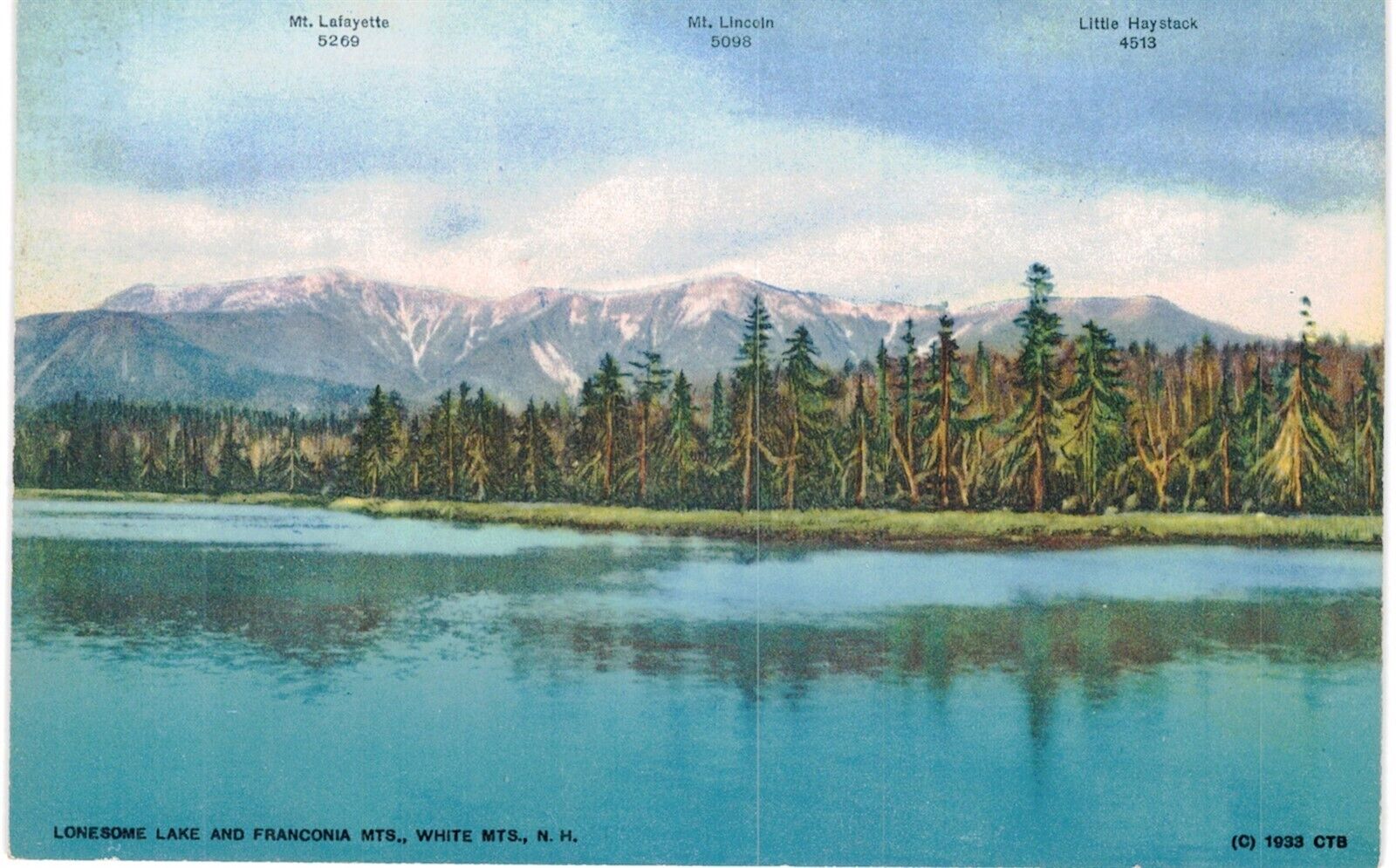 Franconia Lonesome Lake Mountains 1910 NH 