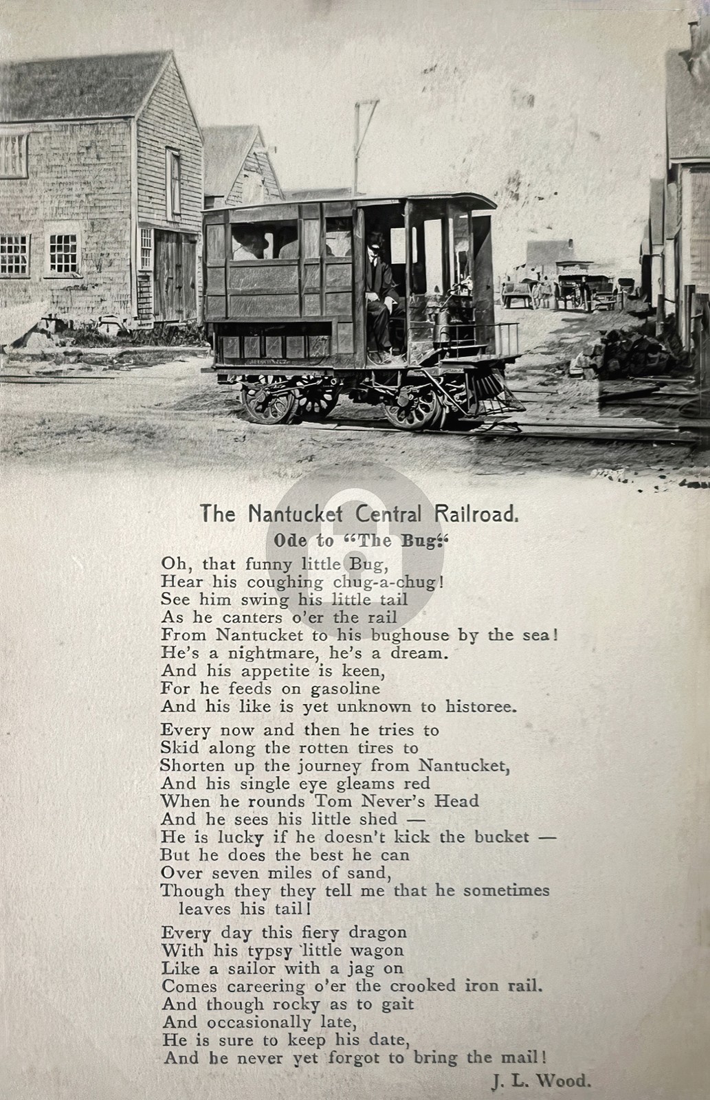 Nantucket MA Central Railroad 'Ode to Bug' 1909 RPPC Photo Postcard COPY