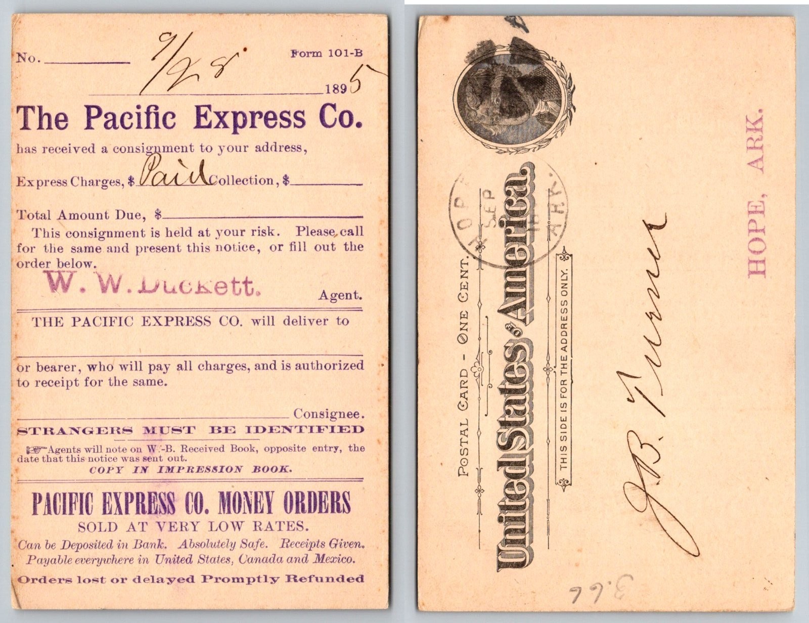 Standard Hope Arkansas Postal Card