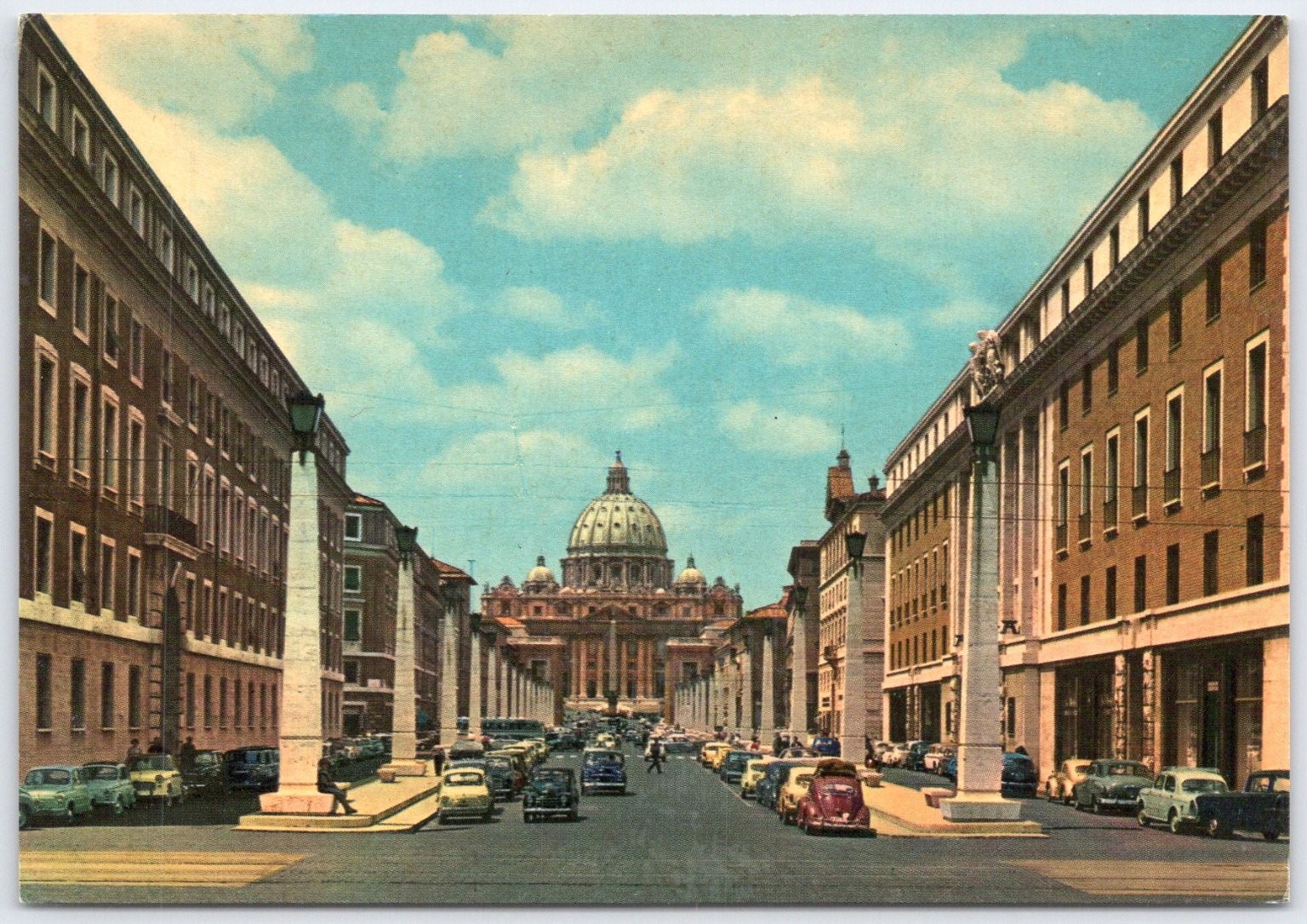 Vintage Rome Via della Conciliazione & St. Peter\'s Basilica Postcard Vintage Rome Via della Conciliazione & St. Peter\'s Basilica Postcard