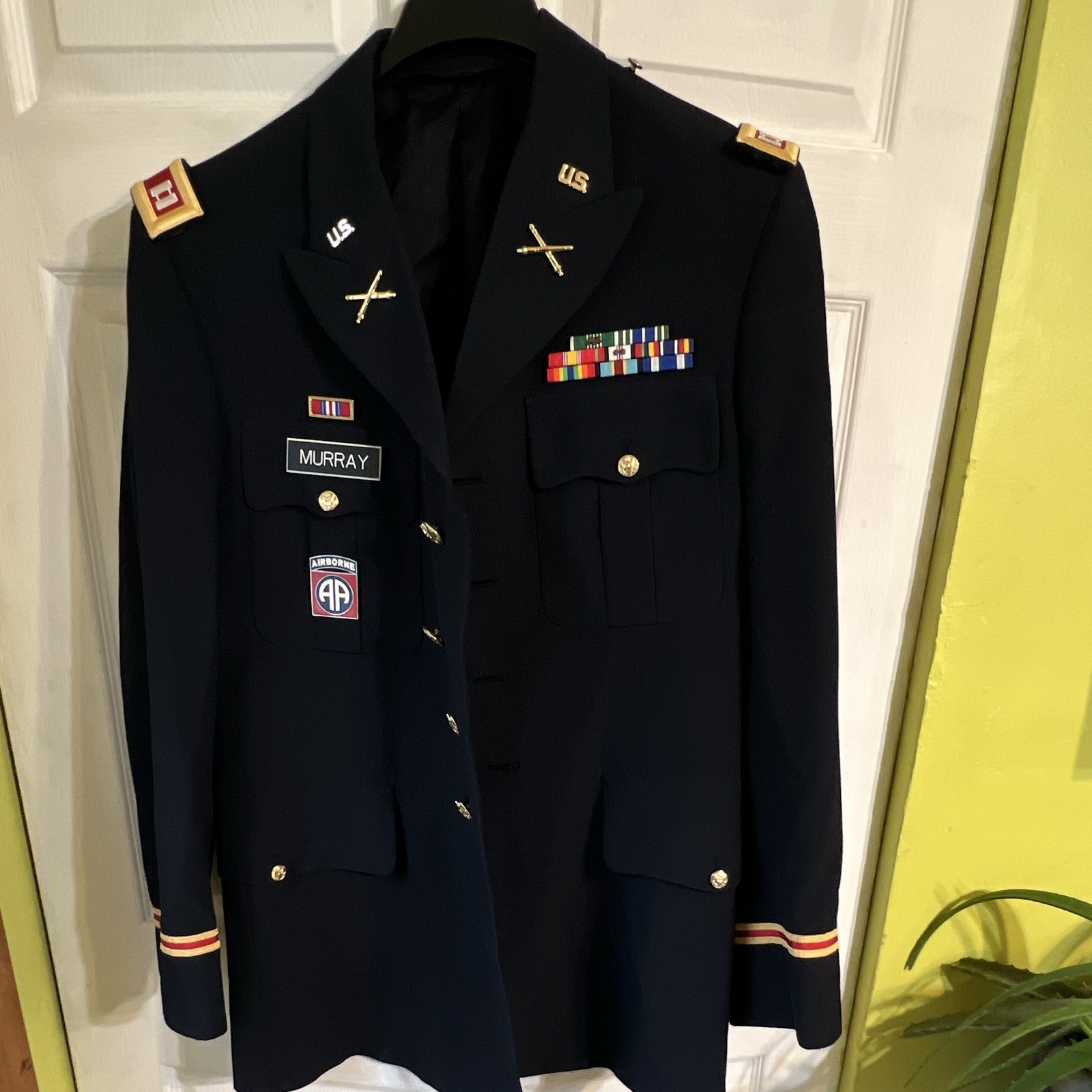 US Army ASU Dress Blue Jacket & Ribbons 82nd Airborne Artillery Officer Murray