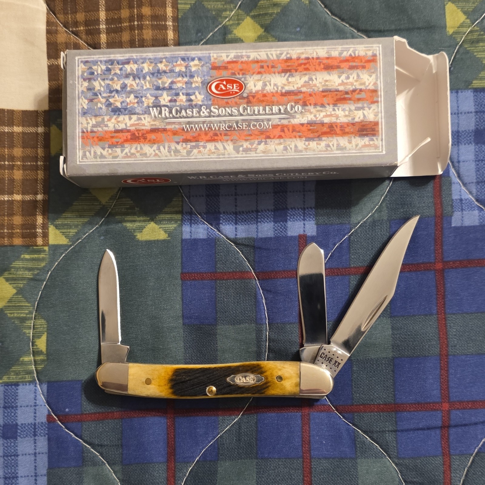 Case XX 61046 SS 3-Blade Dark Molasses Bone Handle SS Plain Slipjoint
