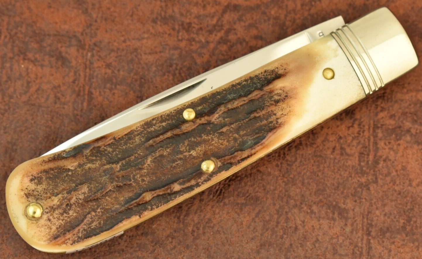 GREAT EASTERN GEC STAG MUSTANG SADDLE TRAPPER KNIFE 745120 2020 NICE (15684)