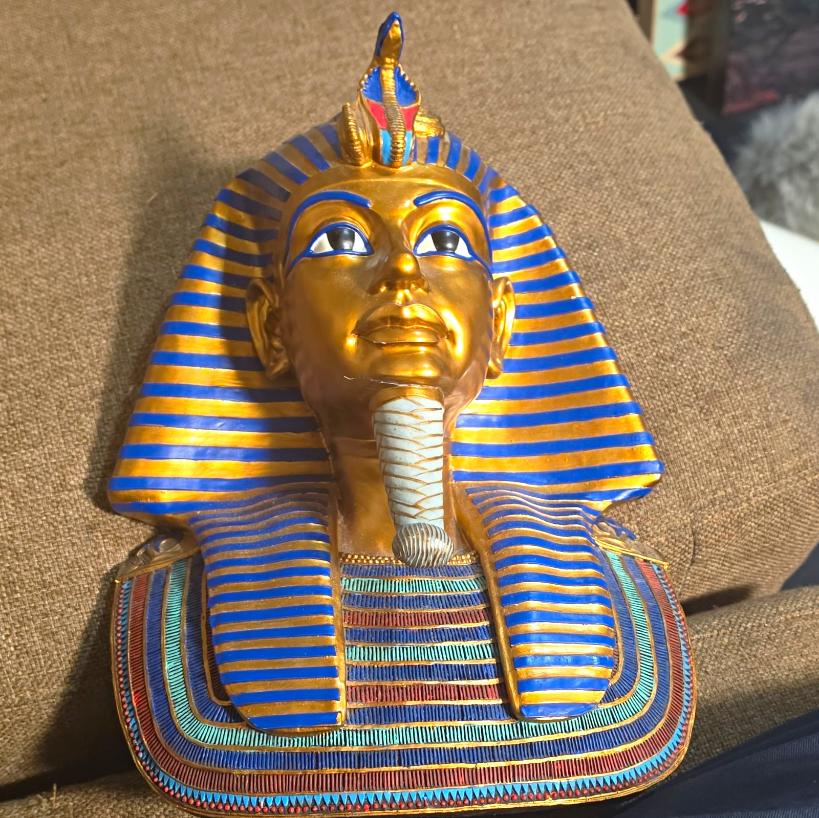 King Tutankhamun Egyptian Pharaoh Mask Wall Hanging Gold Blue King Tut Decor