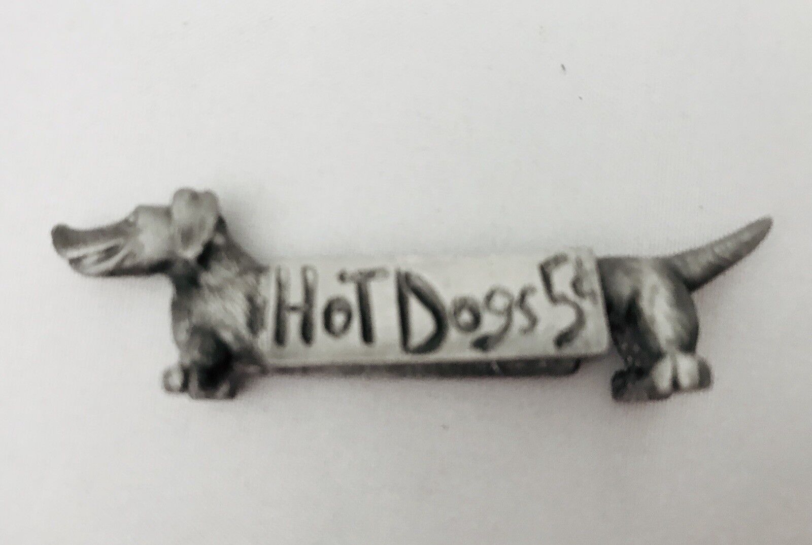 Pewter 5 Cents Hot Dog Dogs Dachshund Figurine  F