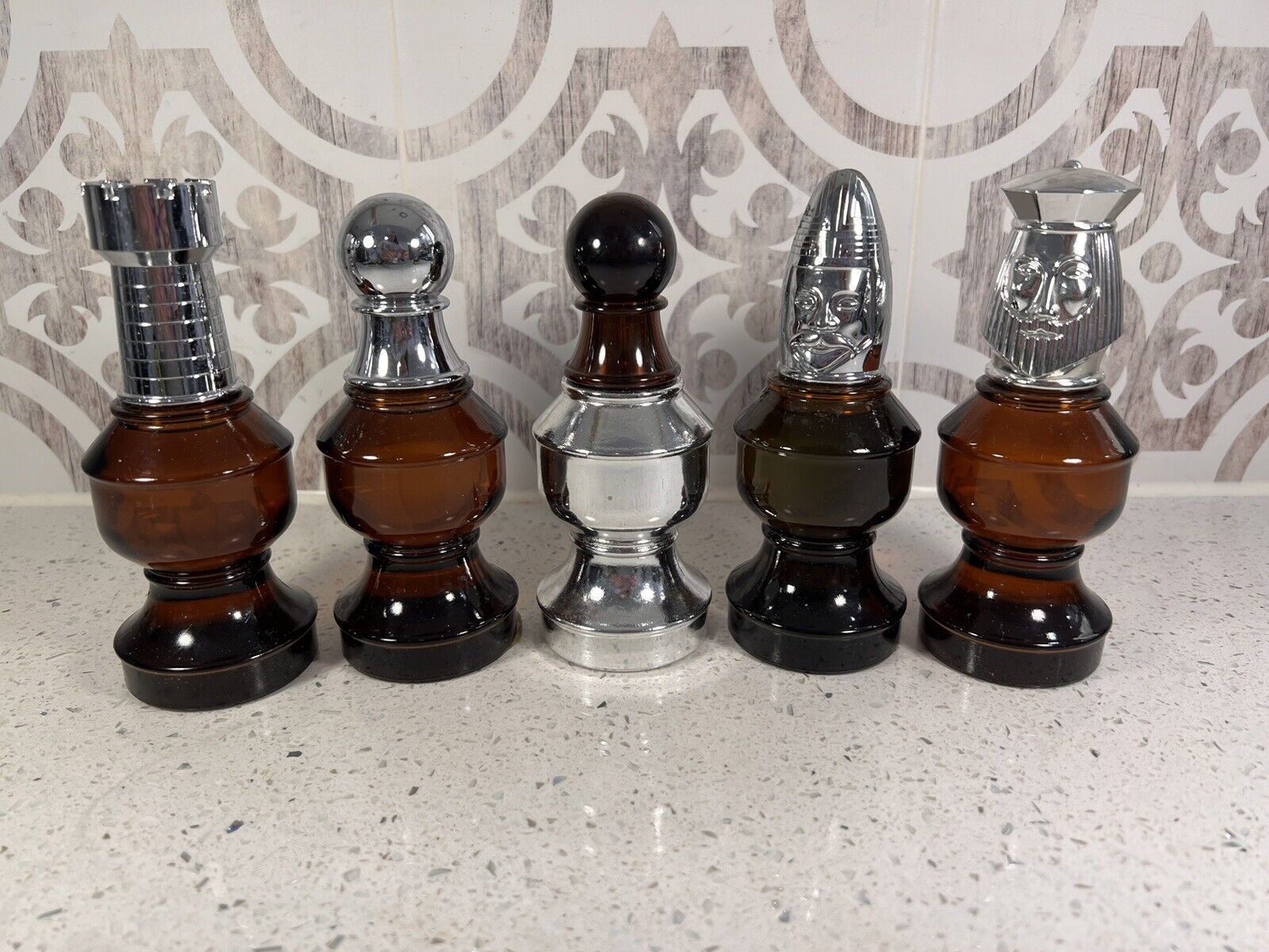 Avon Chess Pieces Bottles lot of 5 Vintage