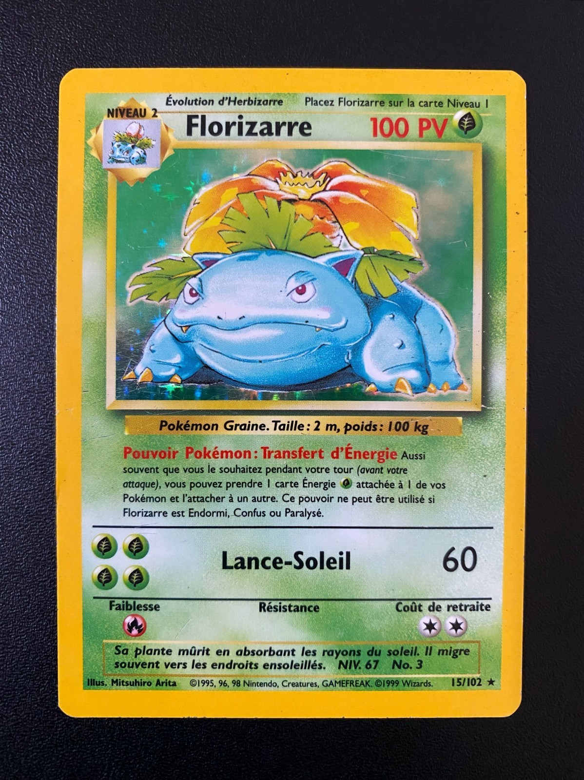 POKEMON FLORIZARRE (VENUSAUR) HOLO RARE 15/102 BASE SET FRENCH GD