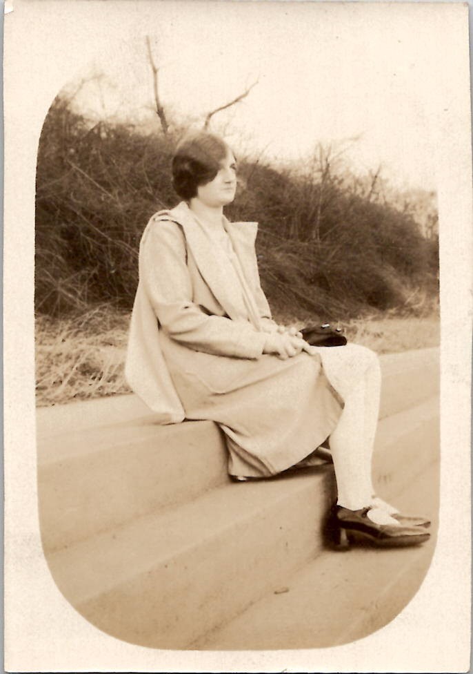 Harrisburg PA Pretty Flapper Woman Sexy Legs on River Front 1929 Vintage Photo
