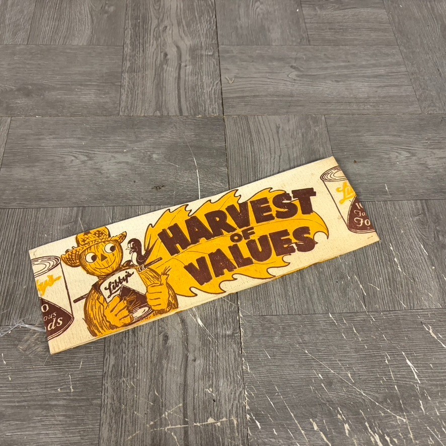 Vintage 1960's Libby's Harvest of Values Supermarket Advert Scarecrow Hat Paper