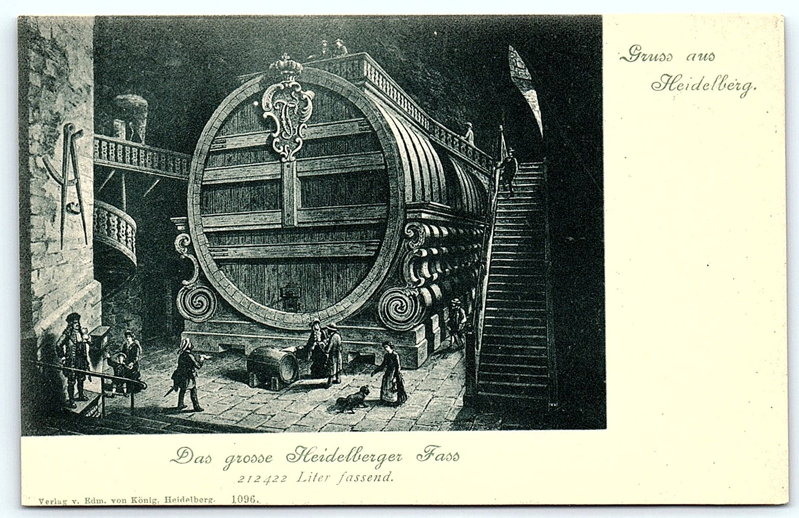 1899 Heidelberg, Germany Postcard: The Great Heidelberg Tun