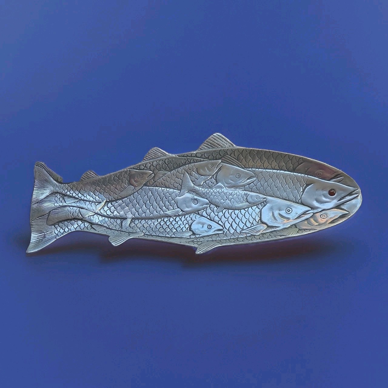 Arthur Court Fish Salmon Platter Serving Tray 18.5” x 6” Red Eye BEAUTY 1985 Vtg