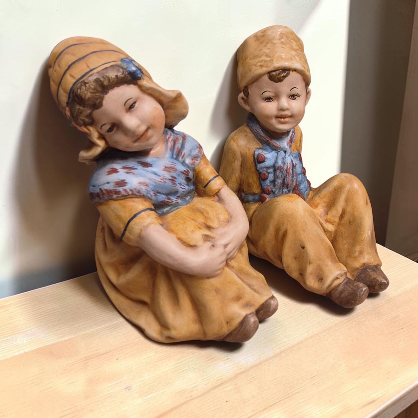 VTG 1950\'s Chalkware Dutch Boy & Girl Bookends Signed Gemma Folk Art VTG 1950\'s Chalkware Dutch Boy & Girl Bookends Signed Gemma Folk Art