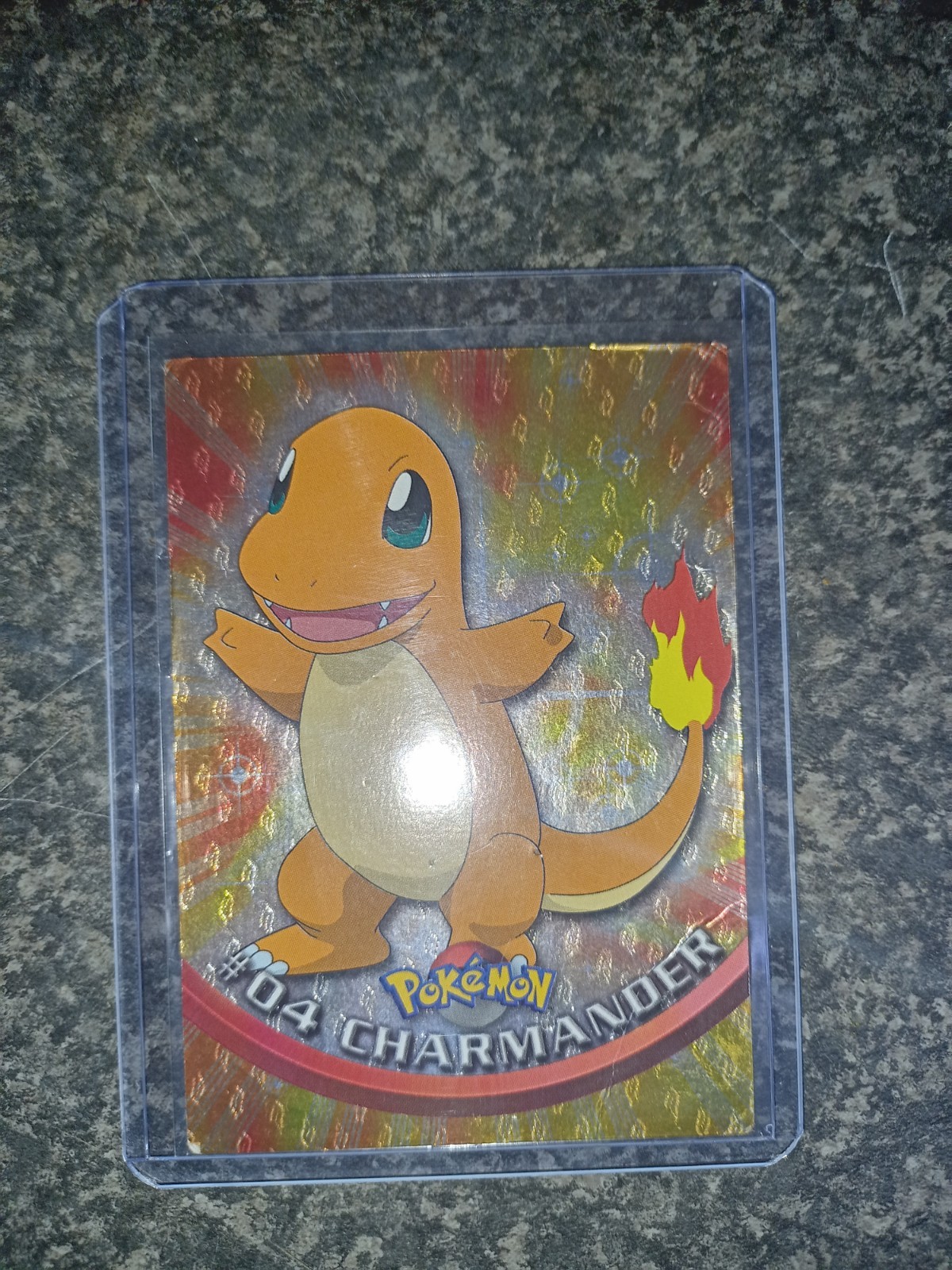 Rare Pokemon 1999 Topps Series 1 Charmander #04 Black Logo Foil Flames Embossed