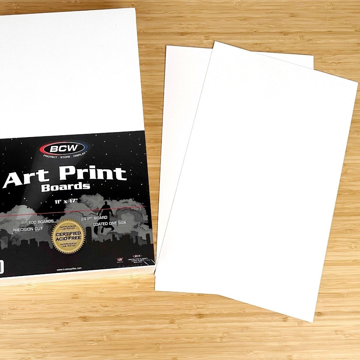 BCW 11x17 Art Print Backing Boards Acid Free 24 Pt. Precision Cut Lot of 100 NEW