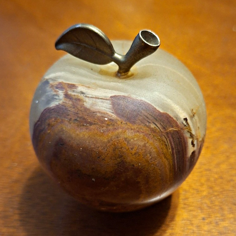 Vintage Banded Onyx Stone Apple Paperweight 2.5\
