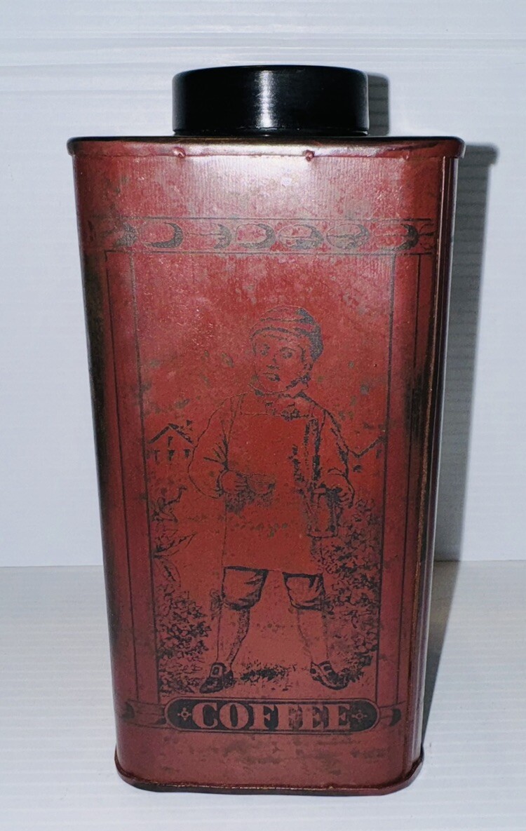 Antique Knickerbocker Mills Coffee Tin William J Stitt & Co NY w/ Lid/ Red/BLK