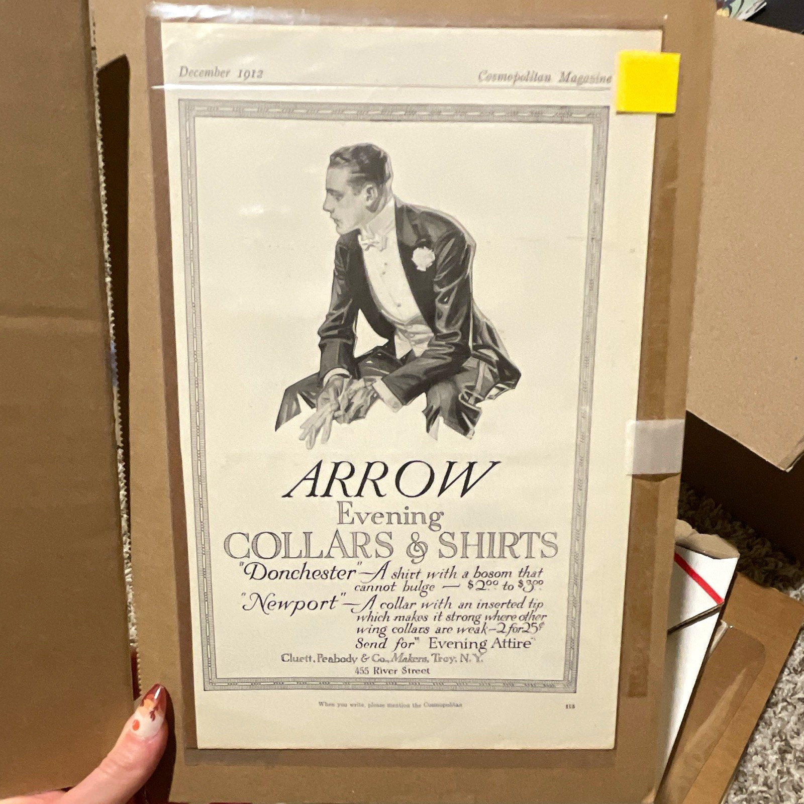 Arrow Collars & Shirts Advertising Poster 1912 Vertical Printed Paper