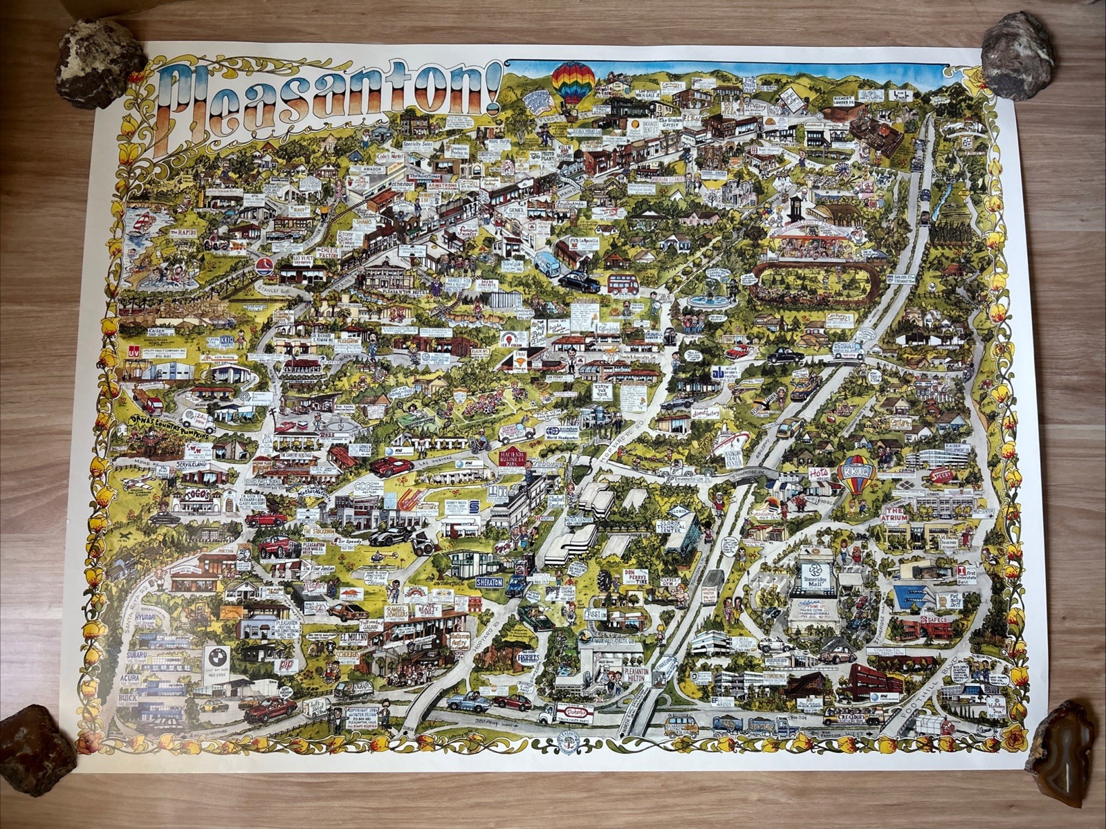 VTG 1986 Pleasanton California Cartoon & Caricature Map Poster 25x32 Gary Winter VTG 1986 Pleasanton California Cartoon & Caricature Map Poster 25x32 Gary Winter