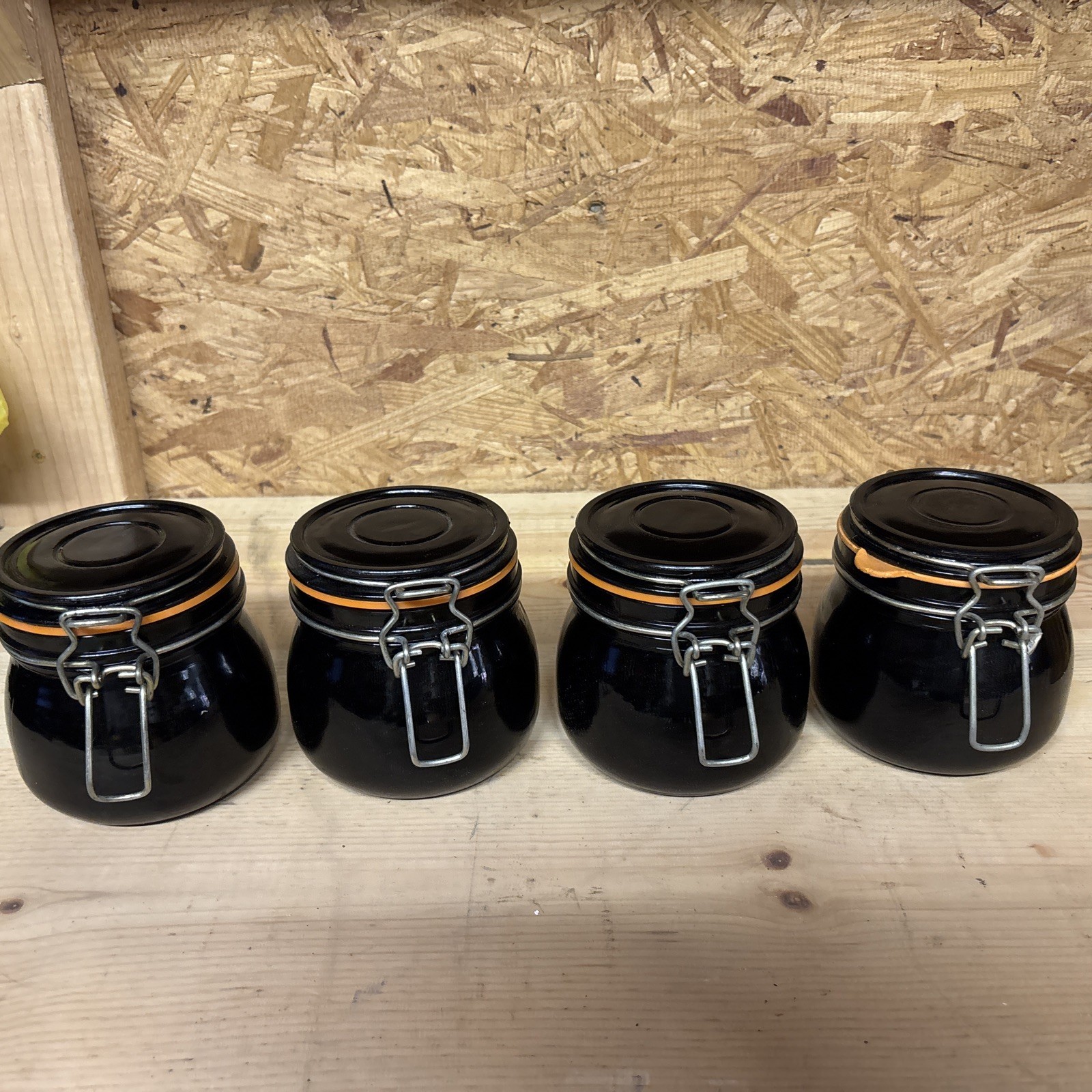 Vintage  Anchor Hocking Black Amethyst Glass Jars
