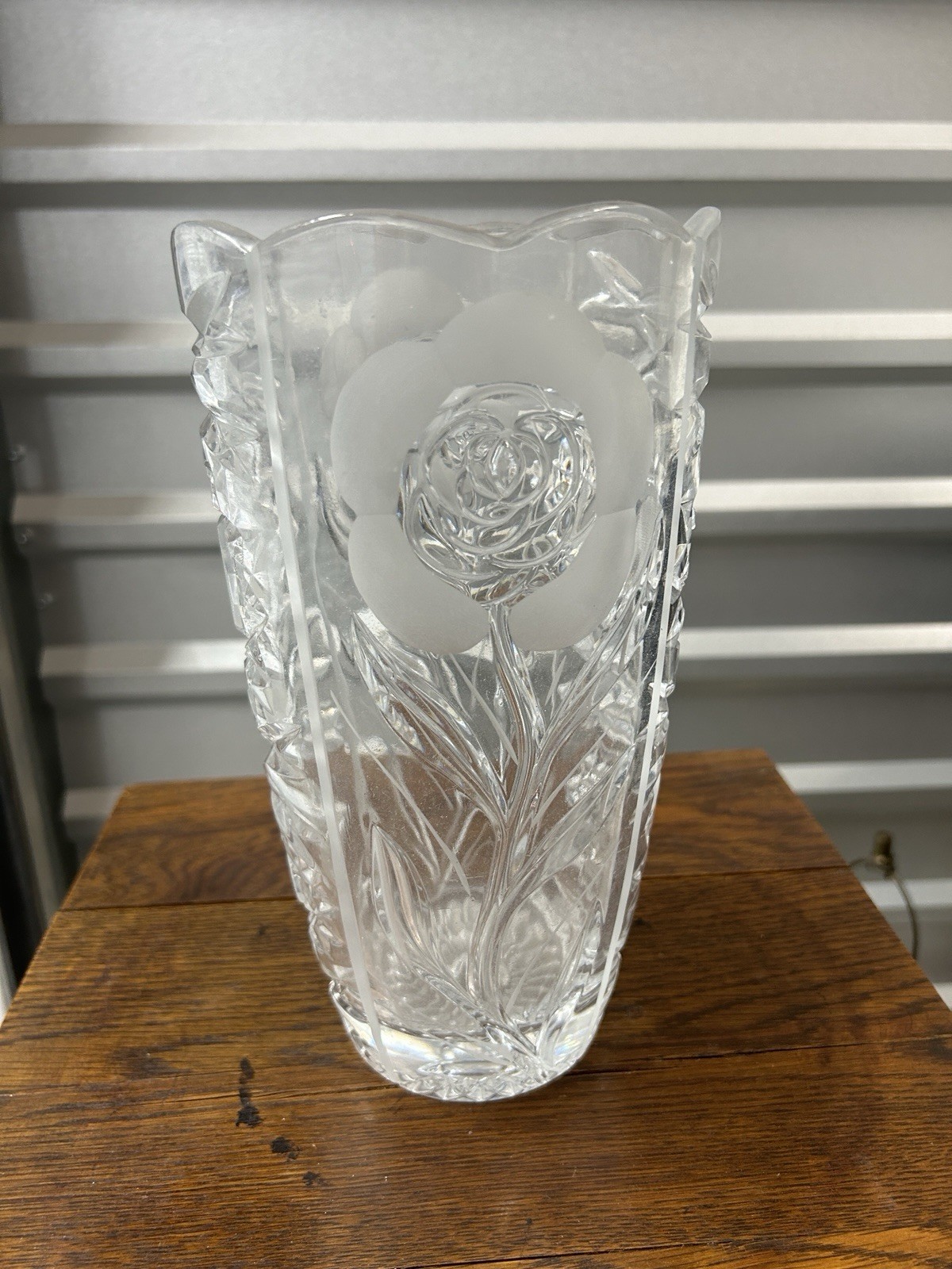 Crystal Floral Etched Vase
