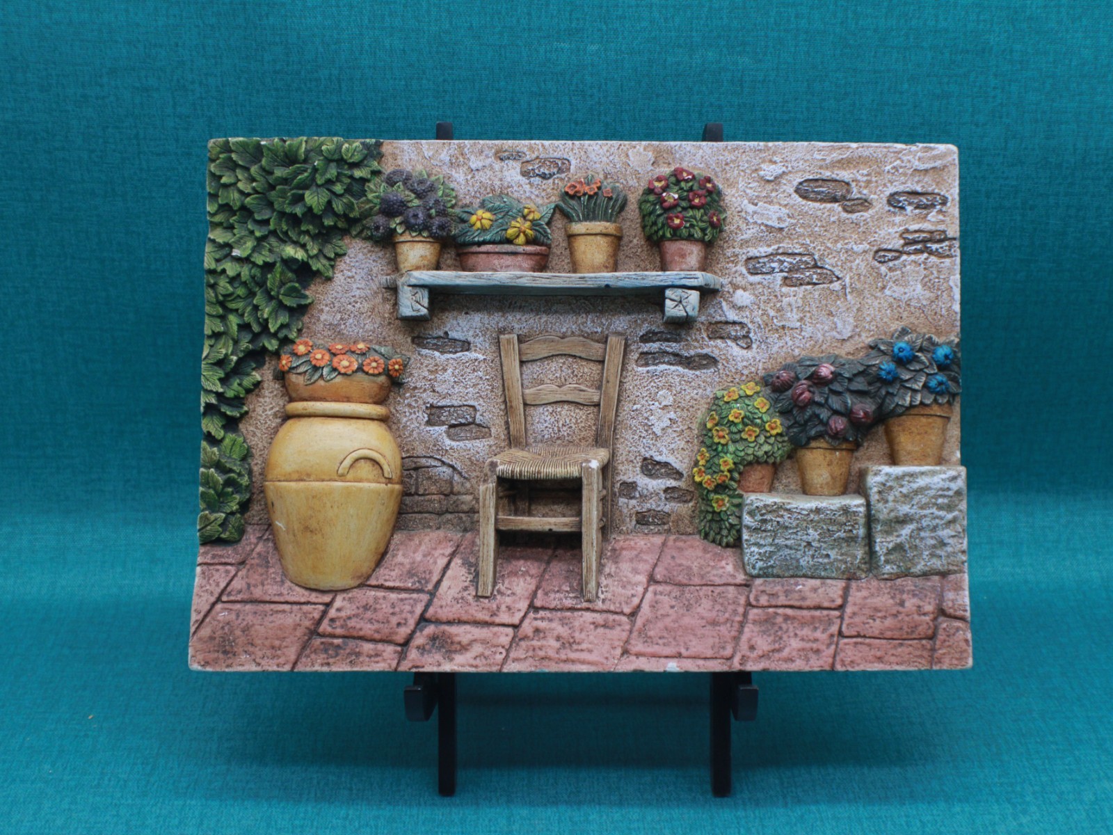 Vintage Picturesque 3D Chalkware Wall Plaque 7 1/2