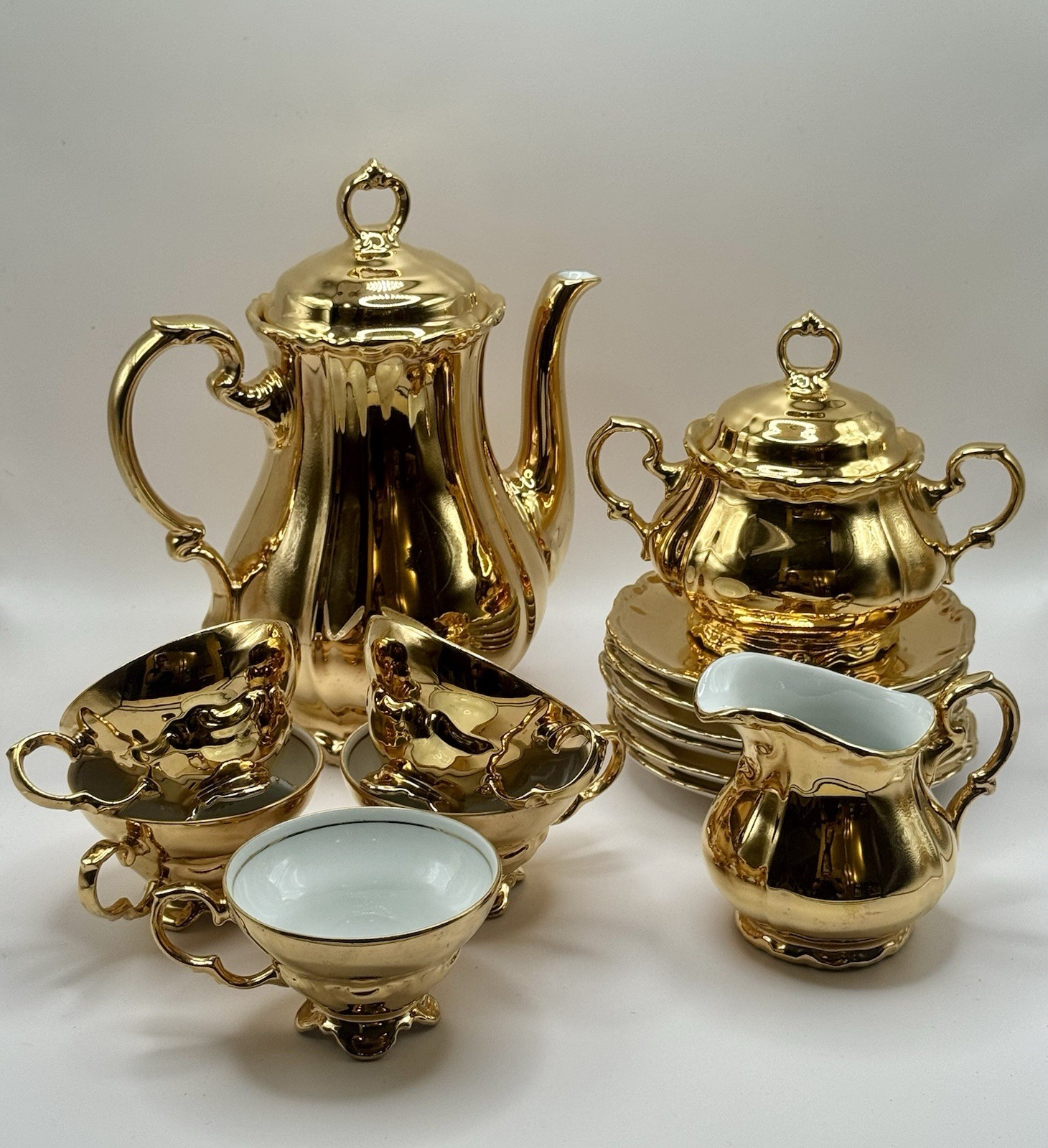 VTG Rudolf Wachter RW Bavaria Gold Tea Coffee 14pc German Porcelain Demitasse
