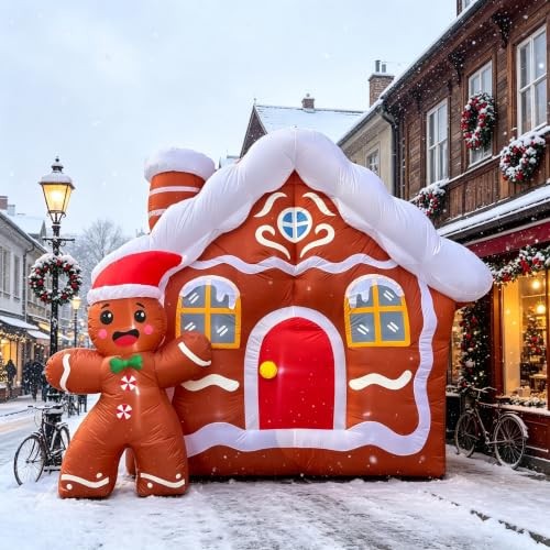 11.2 FT Giant Christmas Inflatable Gingerbread House, Blow Up Xmas Gingerbread