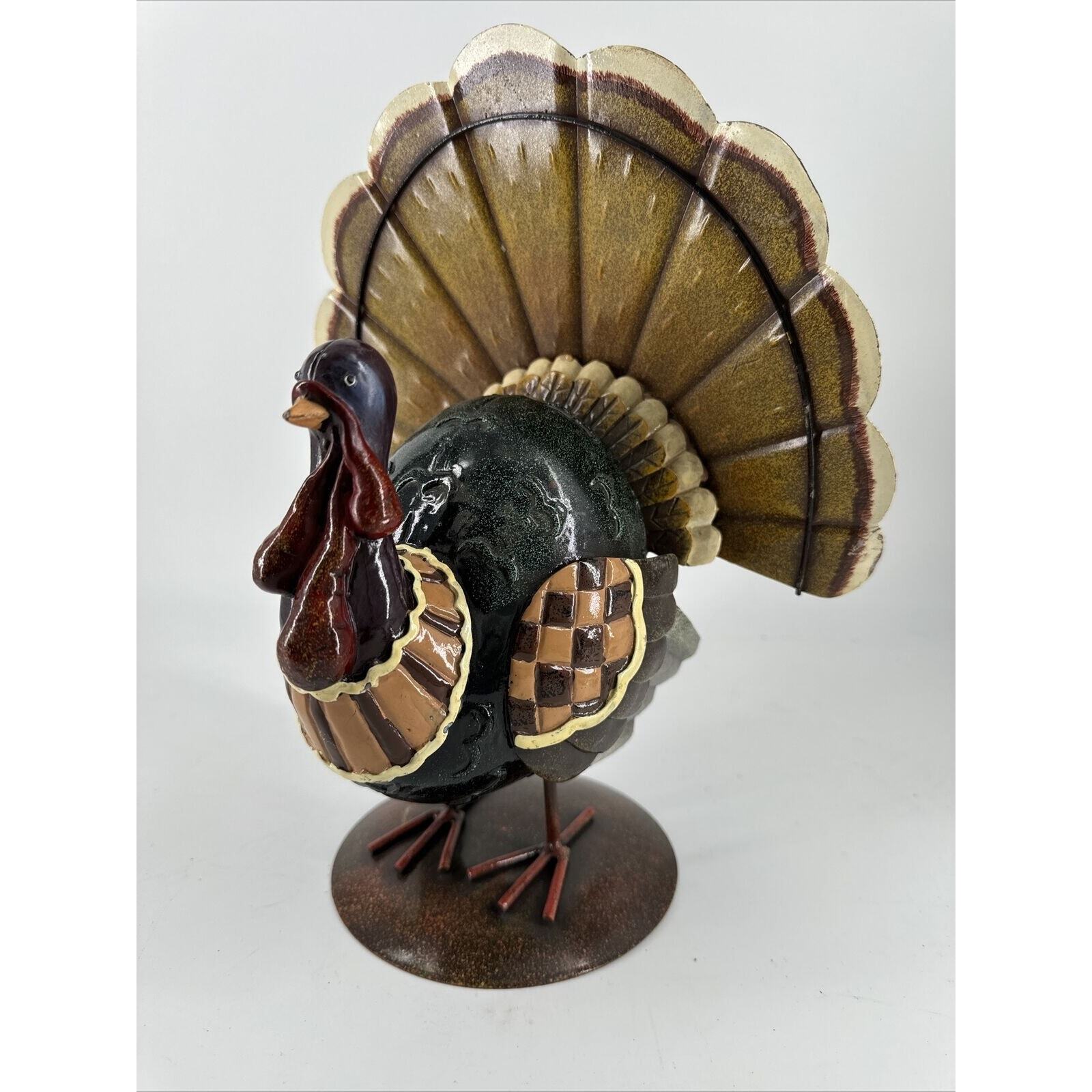 Thanksgiving Turkey Table Decoration Figurine Metal 12” Tall x 10” Wide Gobbler