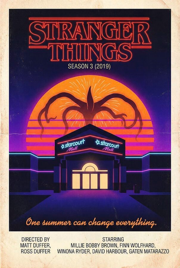 Stranger Things Season 3 Poster Vintage Style Repro Print Poster 13x19