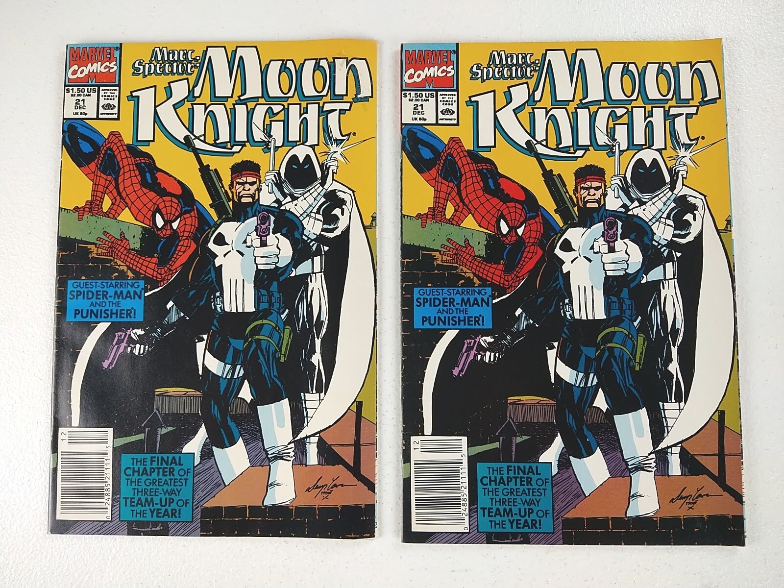 Marc Spectre: Moon Knight #21 Punisher Spider-Man Cover Lot of 2 (1990Marvel) Marc Spectre: Moon Knight #21 Punisher Spider-Man Cover Lot of 2 (1990Marvel)