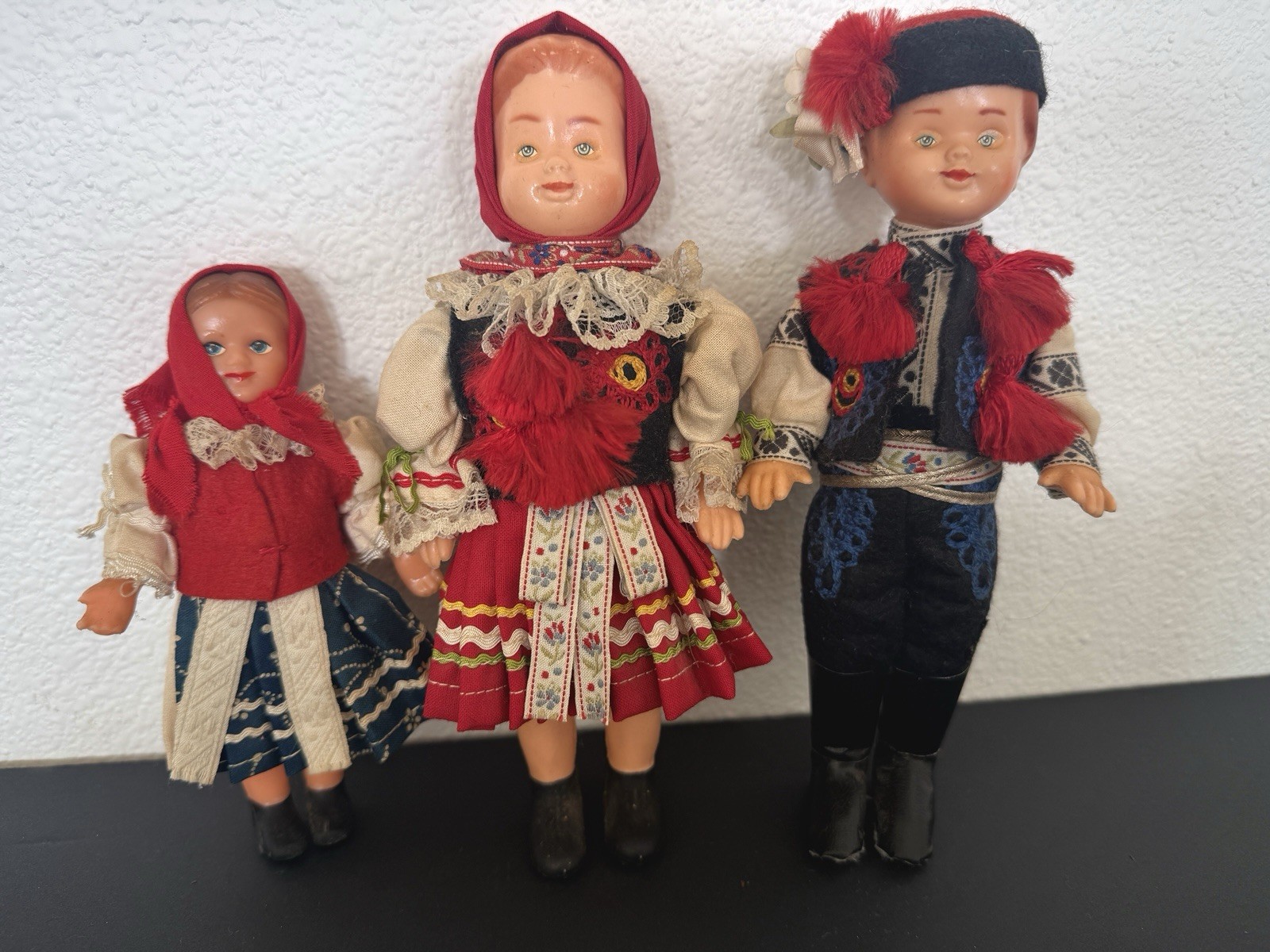 Vintage Czech Folk Costume Dolls Lot of 3 Czechoslovakia Traditional Dress