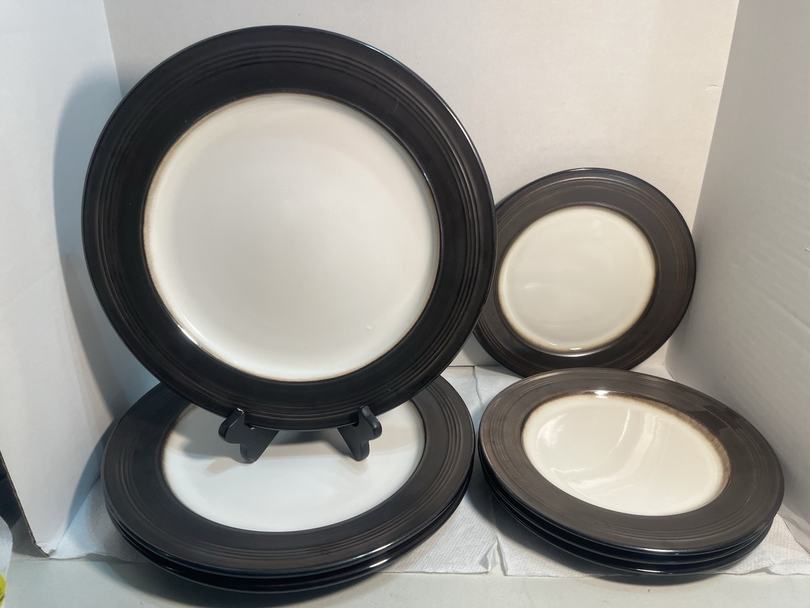 7 Pcs Lot Food Network Braise Stoneware Bronze Plates See Description 3428