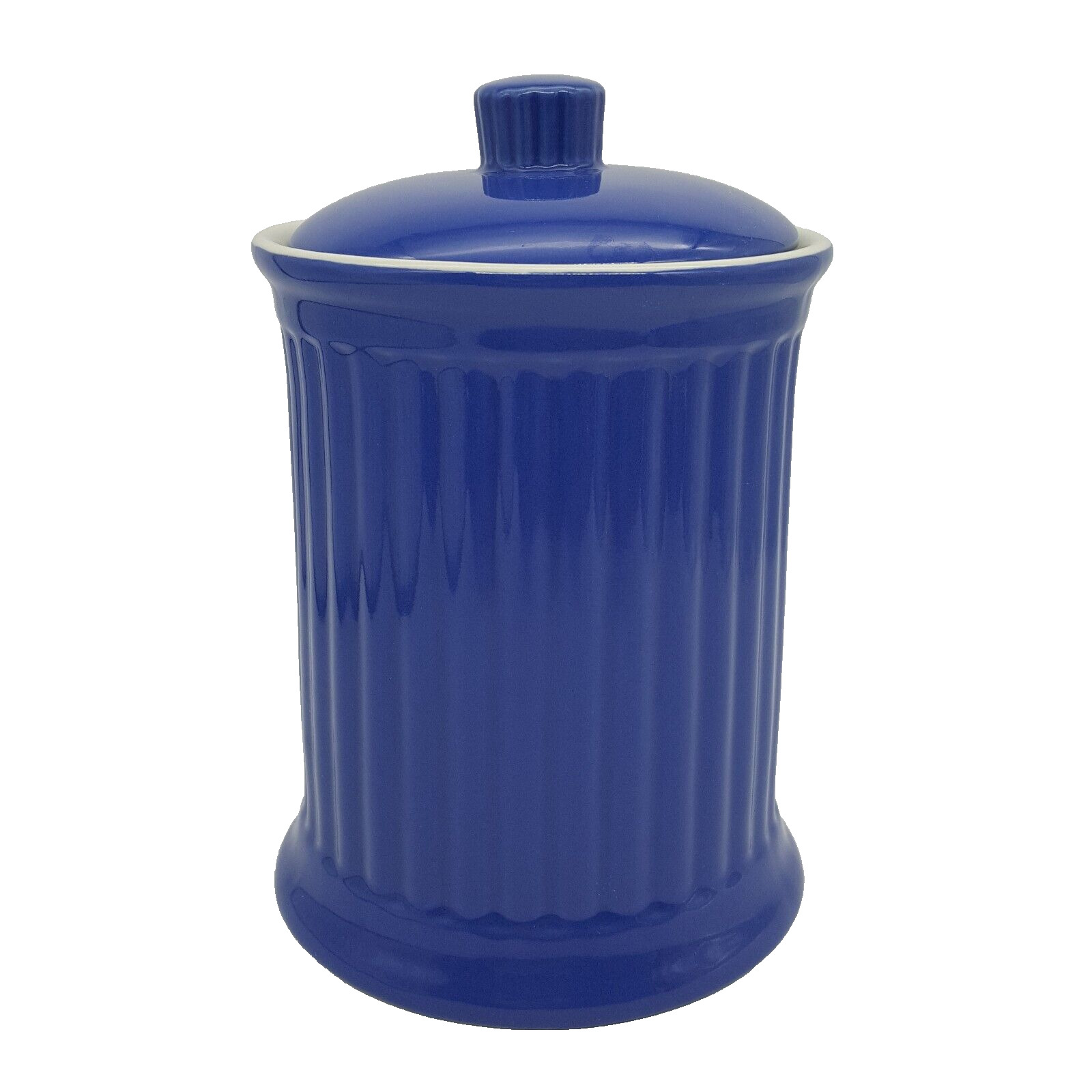 Simsbury Ribbed Stoneware Cobalt Blue Canister Jar Lid and Seal Omniware 8.5\