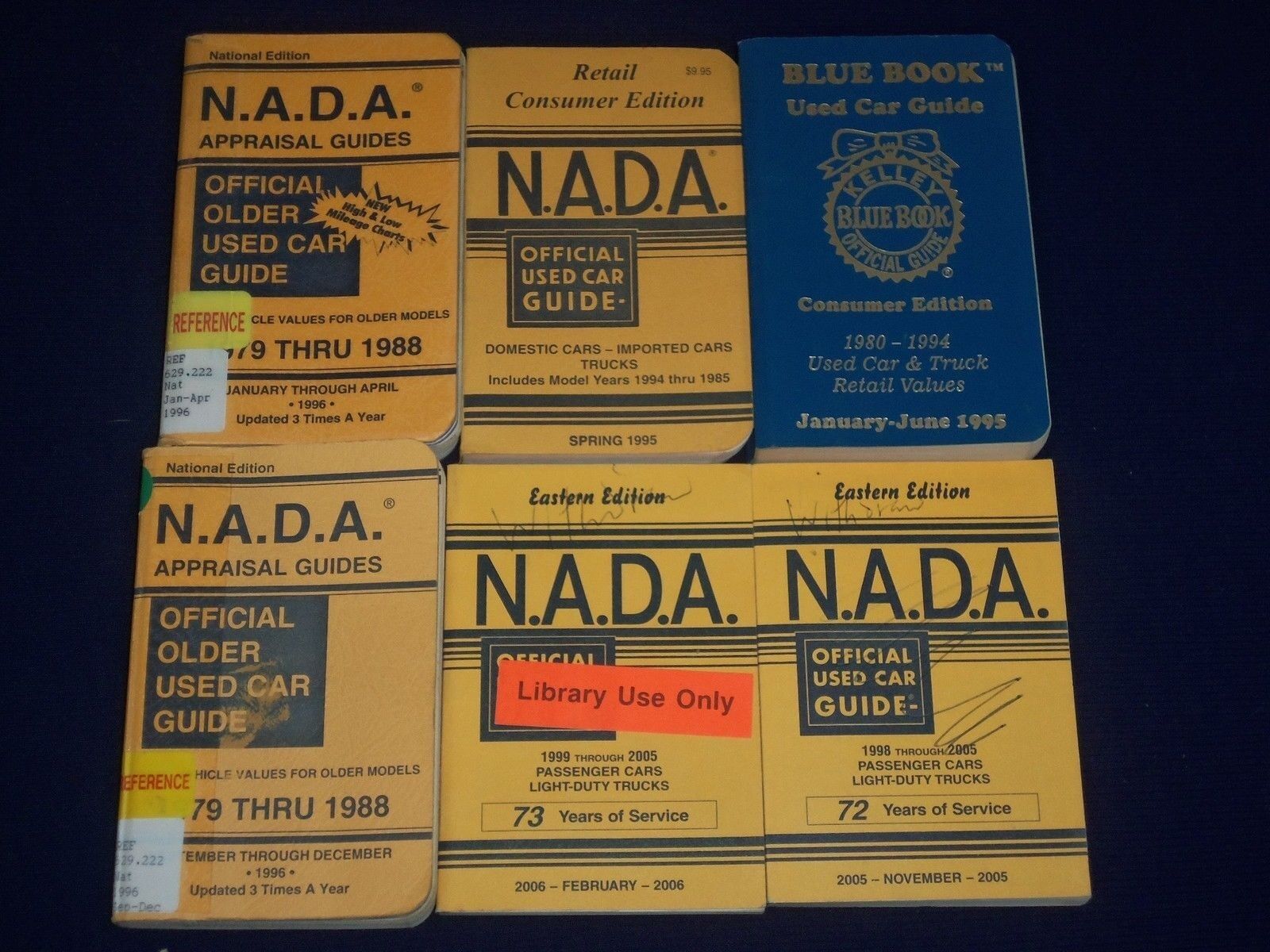 1995-2006 N. A. D. A. OFFICIAL USED CAR GUIDES LOT OF 7 + BLUE BOOK - KD 2647
