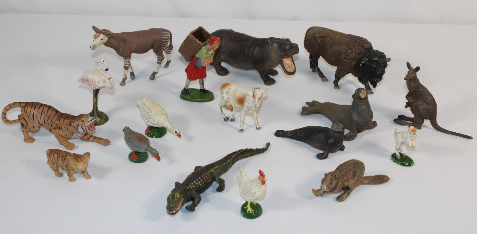 Vintage Elastolin Germany Putz Farm Safari Farm Lot 17 Woman Buffalo Hippo Seal Vintage Elastolin Germany Putz Farm Safari Farm Lot 17 Woman Buffalo Hippo Seal