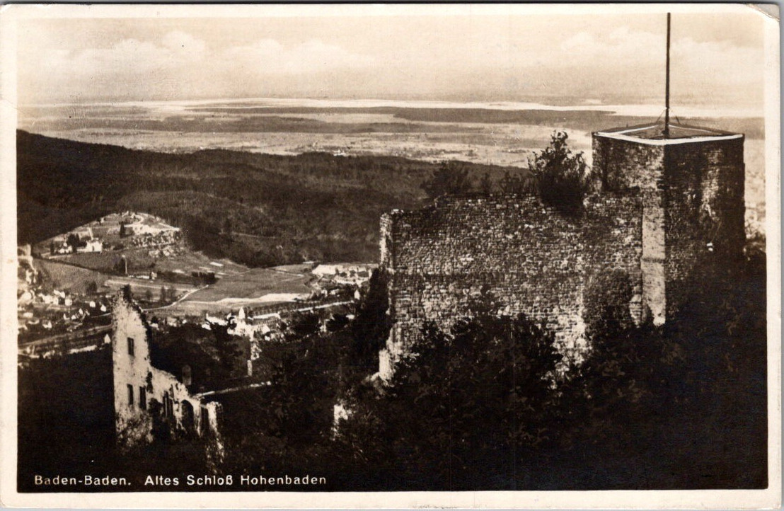 Vintage RPPC Baden-Baden Germany – Altes Schloss Hohenbaden Castle Ruins – 1920s