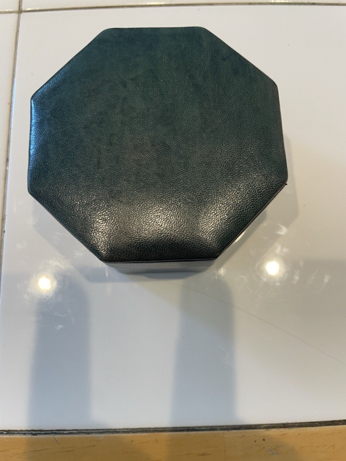 Vintage Green And Black Leather Trinket/ Jewelry Box