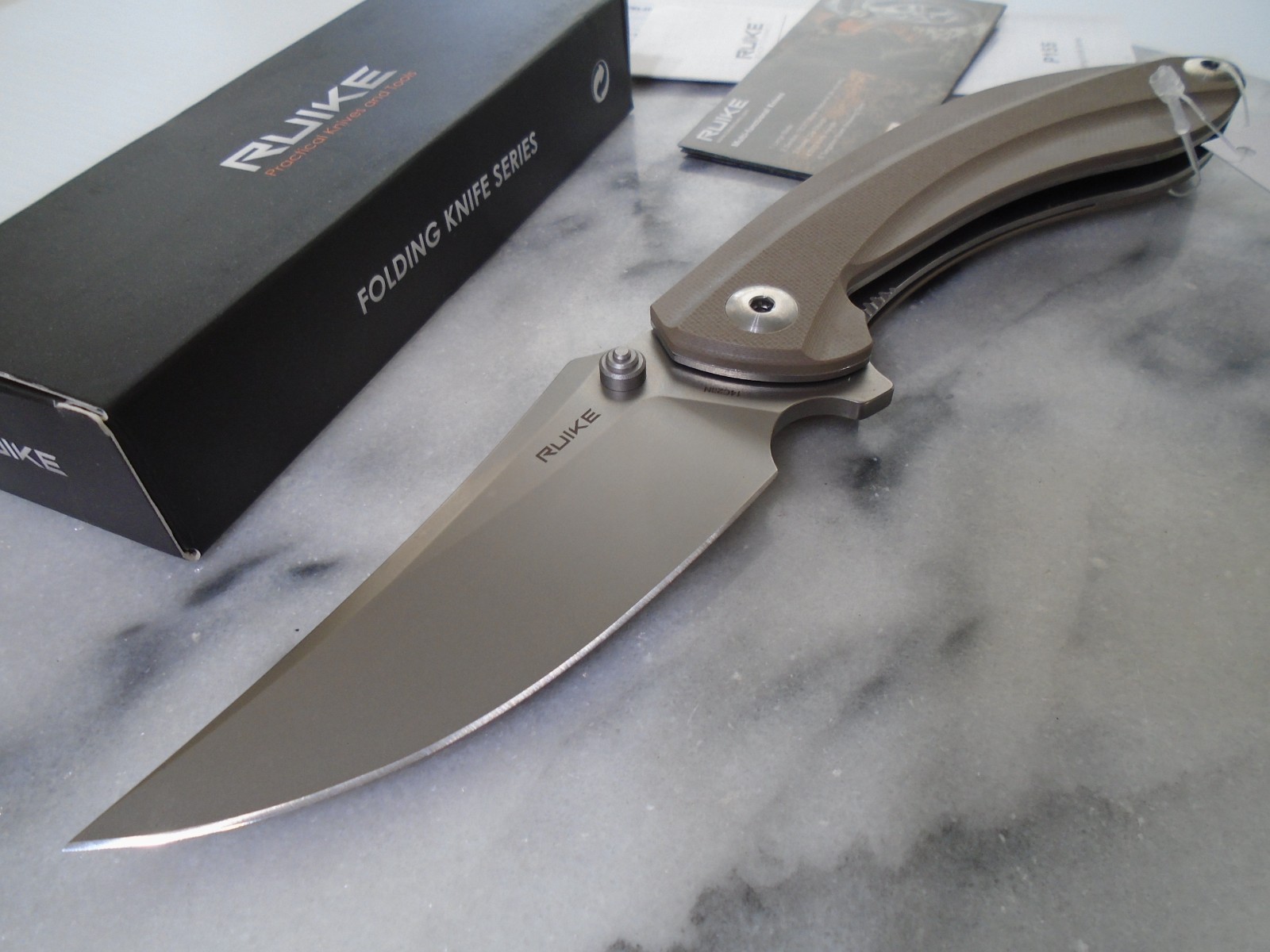 Ruike Ball Bearing Pivot Pocket Knife P155-W Desert Sand G10 14C28N Steel Folder