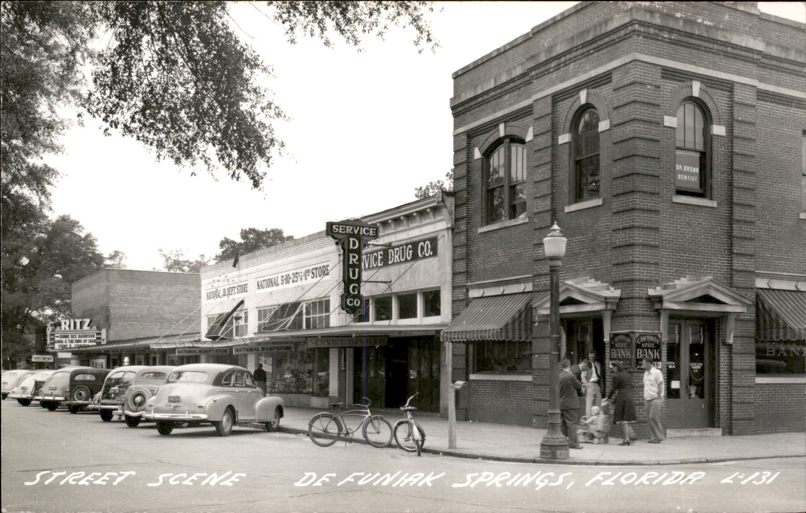 De Funiak Springs FL Street Scene c1930s-40s Real Photo Vintage Postcard bhn