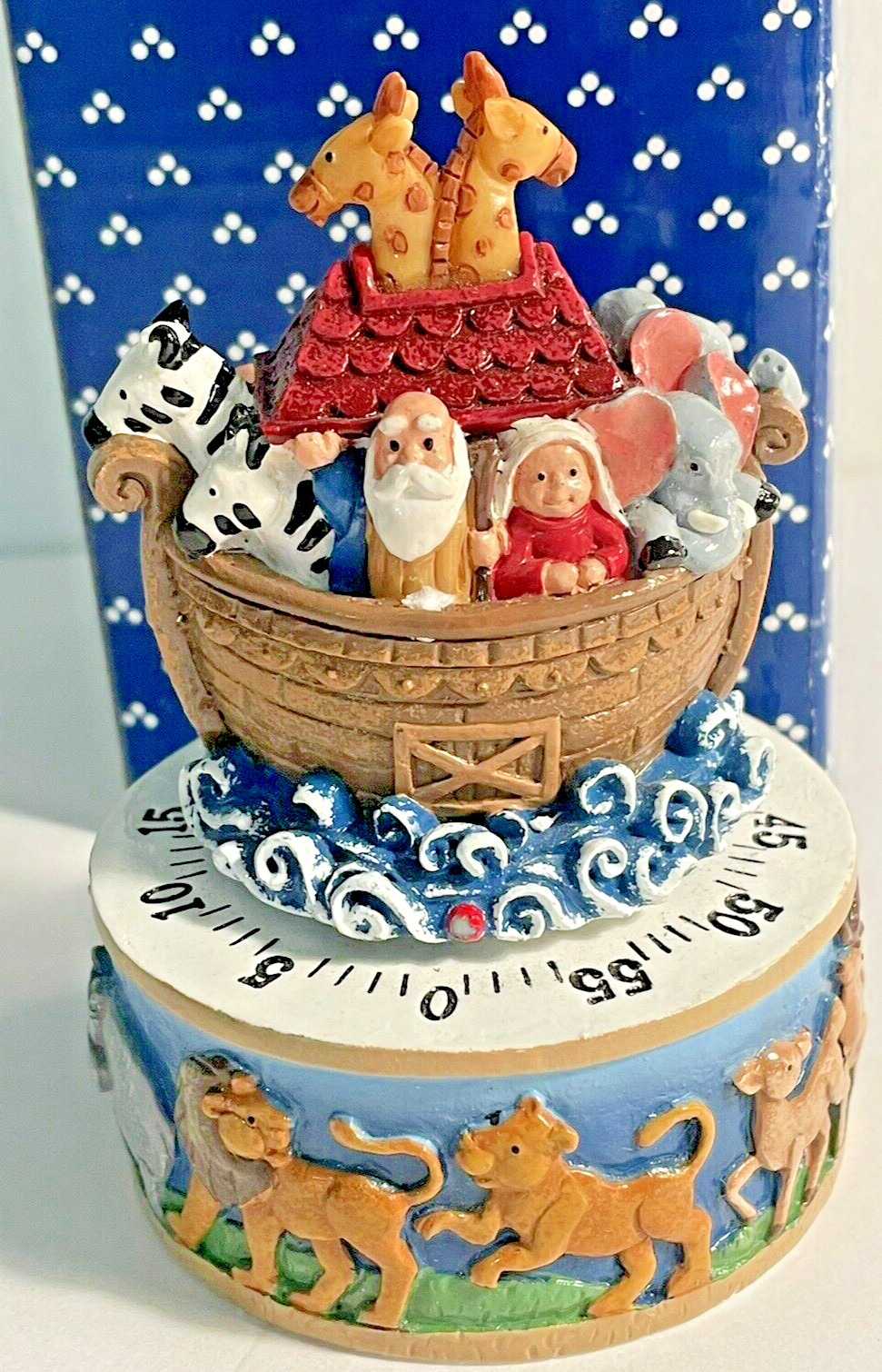 Vintage Noah\'s Ark Animals and Noah & Wife Round with Timer with Box