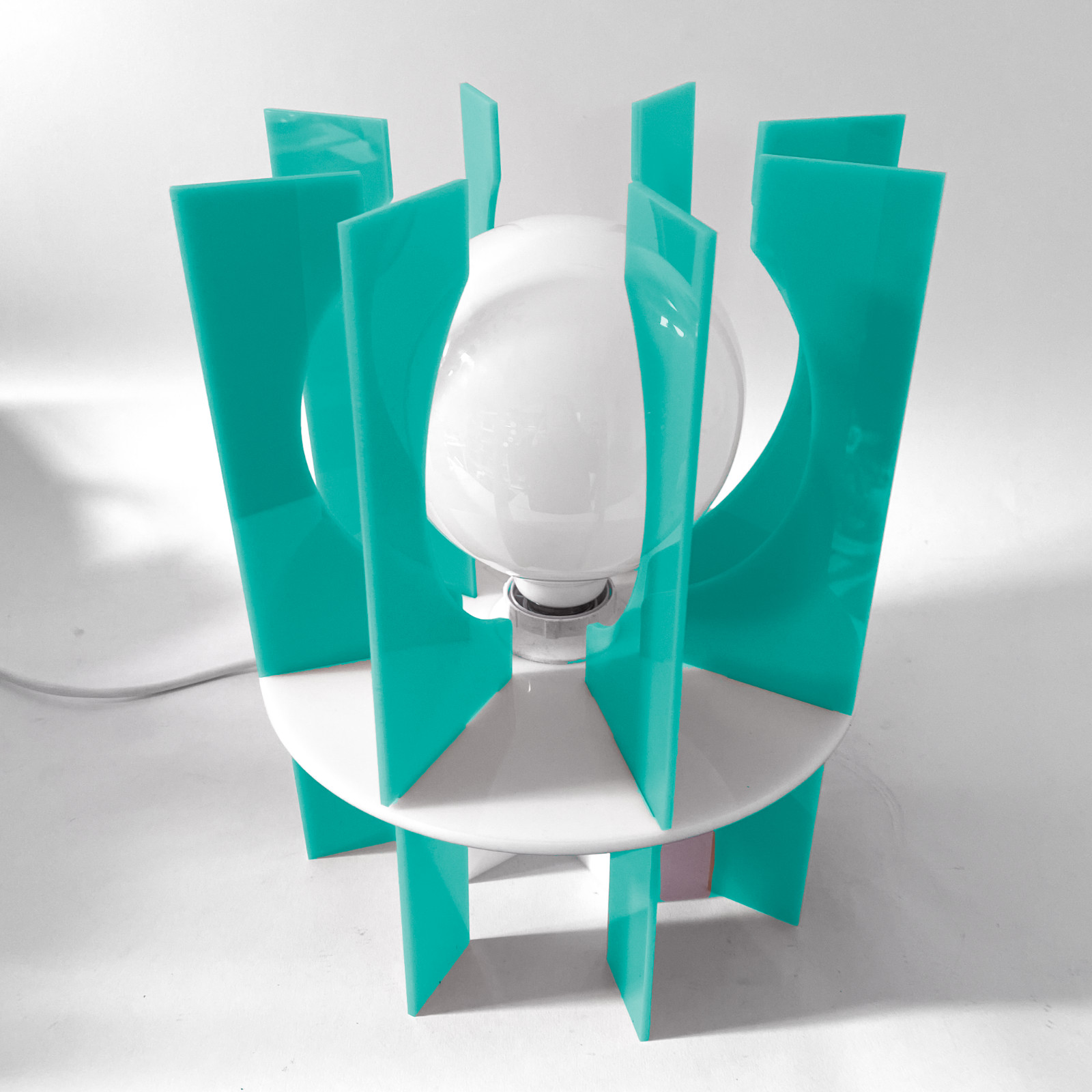 MODPOP Space Age Aqua Blue Table Lamp - 1970s Retro Mid Century Modern Sputnik