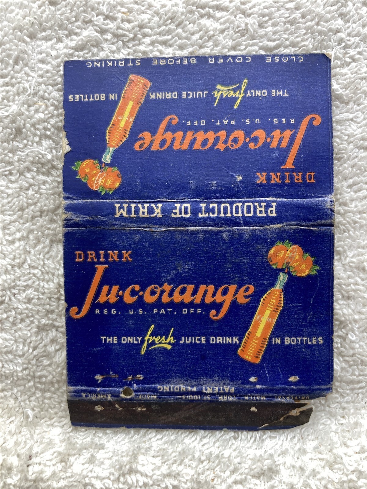 1920s 1930s 1940s Hostess Ginger Ale Ju-C-Orange Soda Match Pack Matchbook Cover